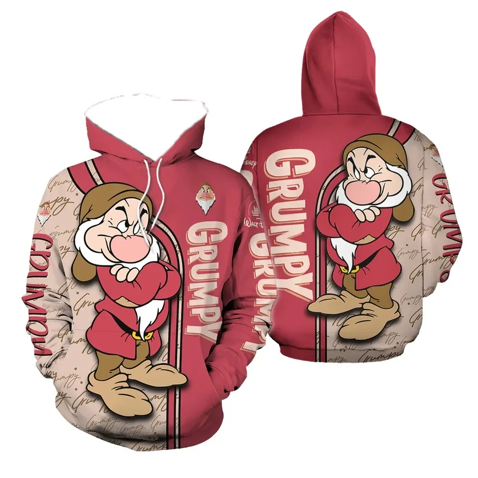 

2025 Spring and Autumn 3D Printing Grumpy Dwarf New Men's Pullover Women's and Children's Cosplay Large Fashion Hoodie