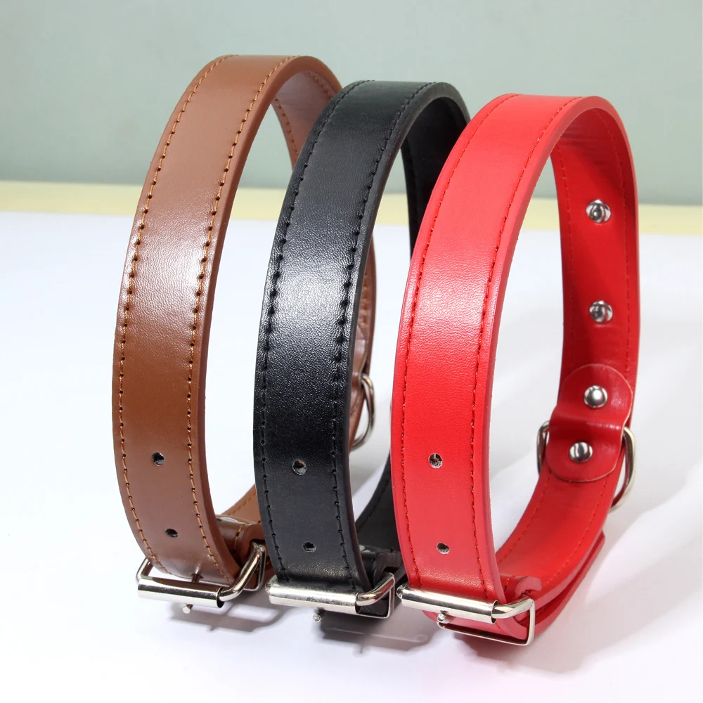 Customized PU Leather Dog Collar Soft Padded Dogs Collars Free Engraving Name for Small Medium Large Dogs Cat Adjustable XS-XL