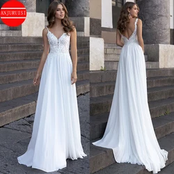 Spaghetti White Chiffon Boho abiti da sposa per le donne 2023 abito da sposa Beach Garden Vestido De Novia Suknia tappeti Robe Mariage