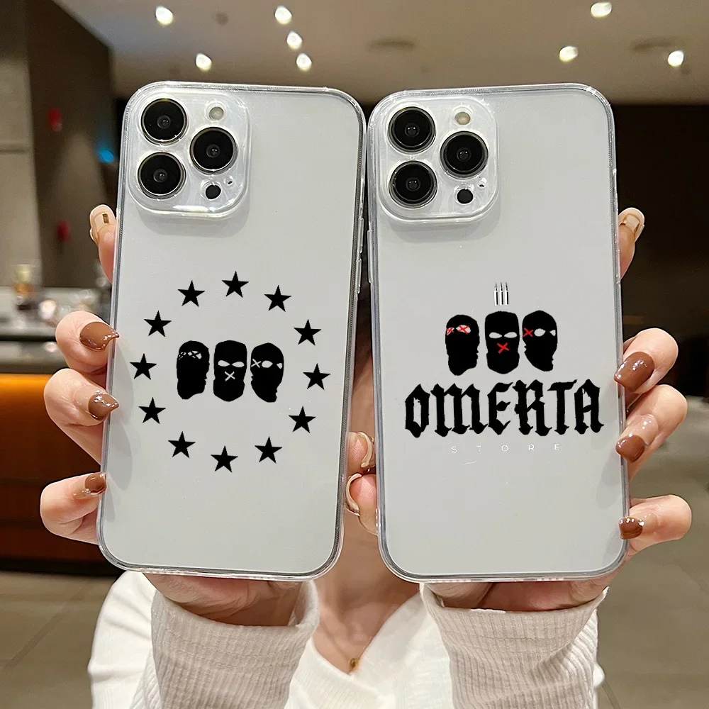 Hip Hop Maes Omerta Transparent For iPhone Case 16 15 14 13 12 11 Pro XR XS Max 7 8 Plus Phone Y2k Girl Pink Kawill Cover