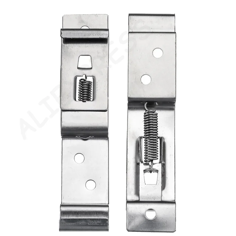 

New2 PCS Rectangular Car License Plate Spring Loaded Stainless Steel Bracket Cars Frame Holder Clamps Trailer Number Plate Clips