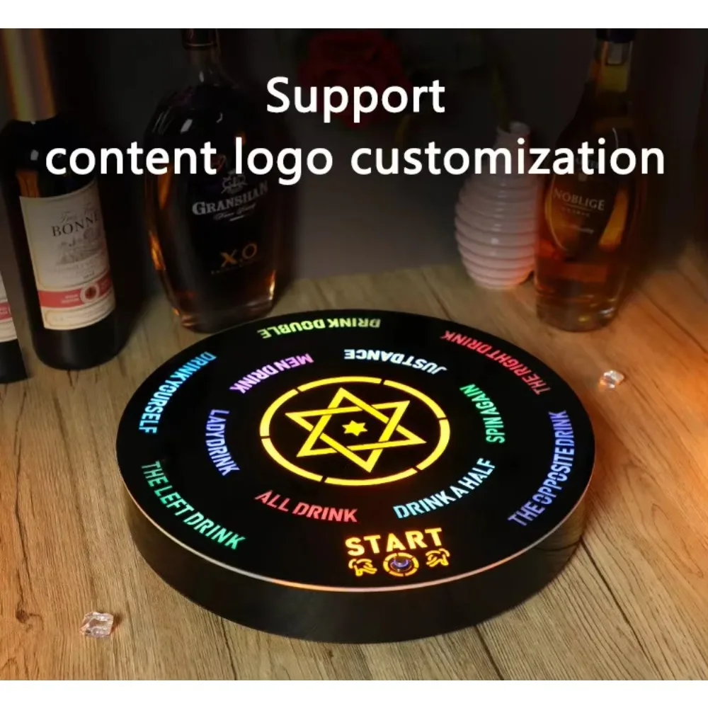 LED Light Acrylic Drinking Game Wheel, Creative Rechargeable Entertainment Toy For KTV Bar