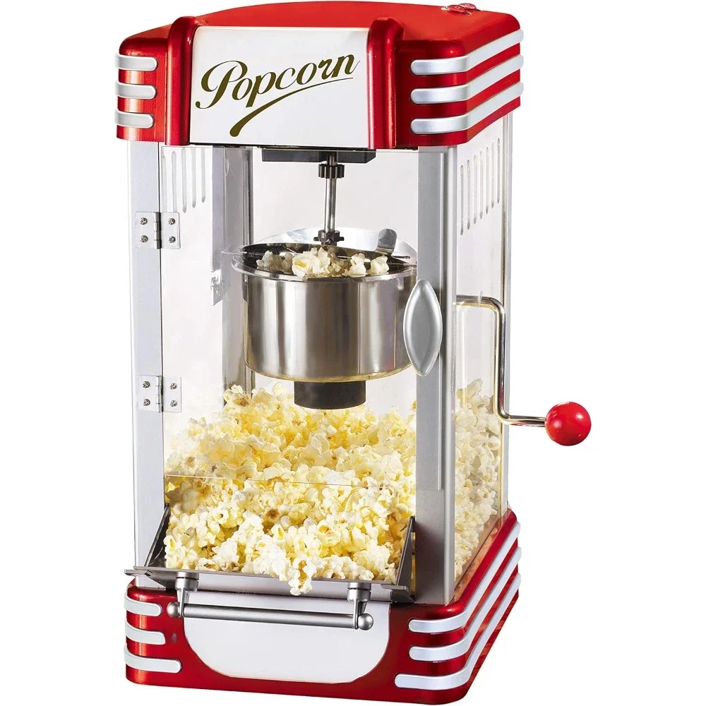 2.5-Ounce Manual Popcorn Machine, 360 Degree Clear-view Popping Chamber, Kettle Popcorn Make