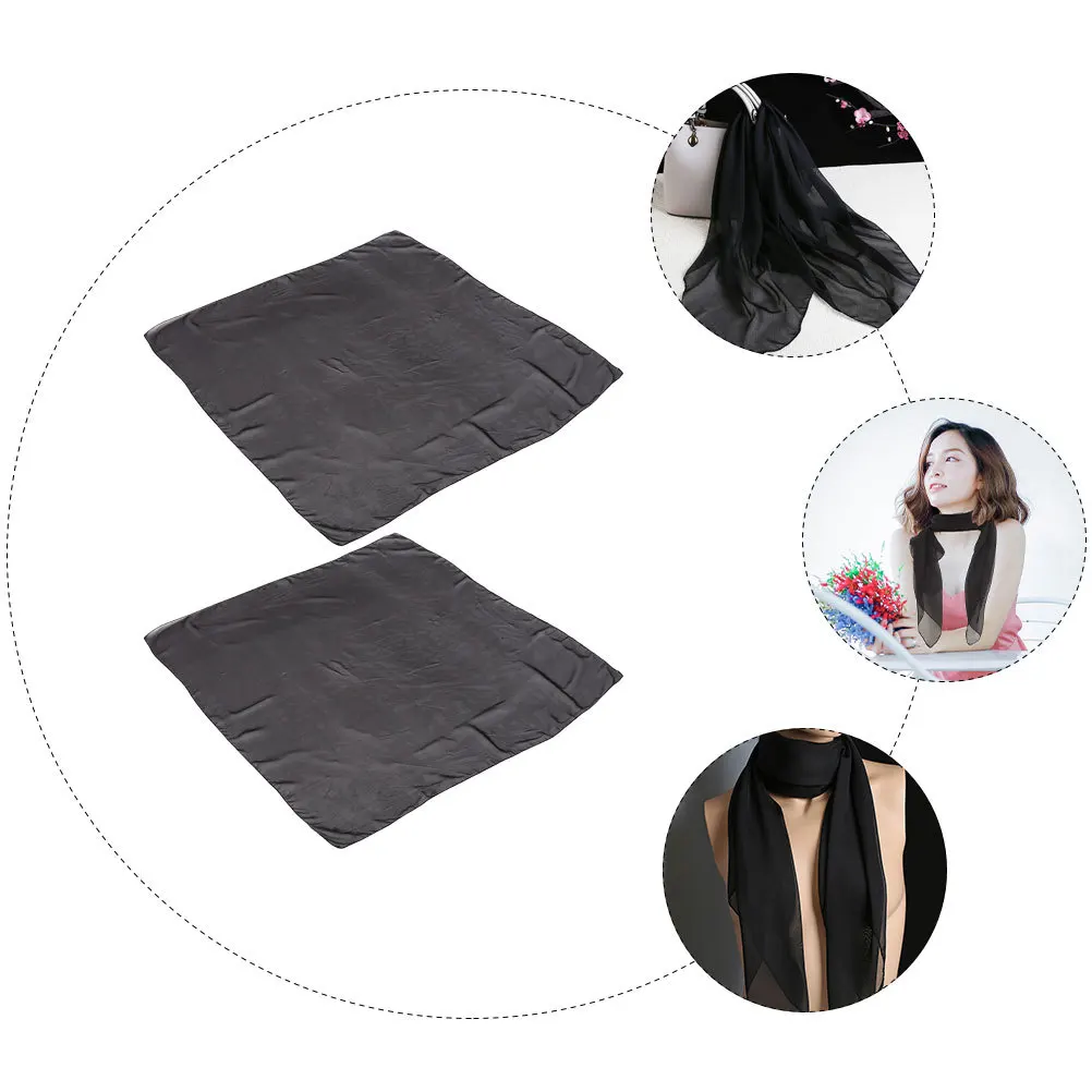 

2Pcs Chiffon Square Scarves for Women Elegant Neck Scarf Lightweight Soft Shawl Vacation Dating Handbag Decoration Neckwear
