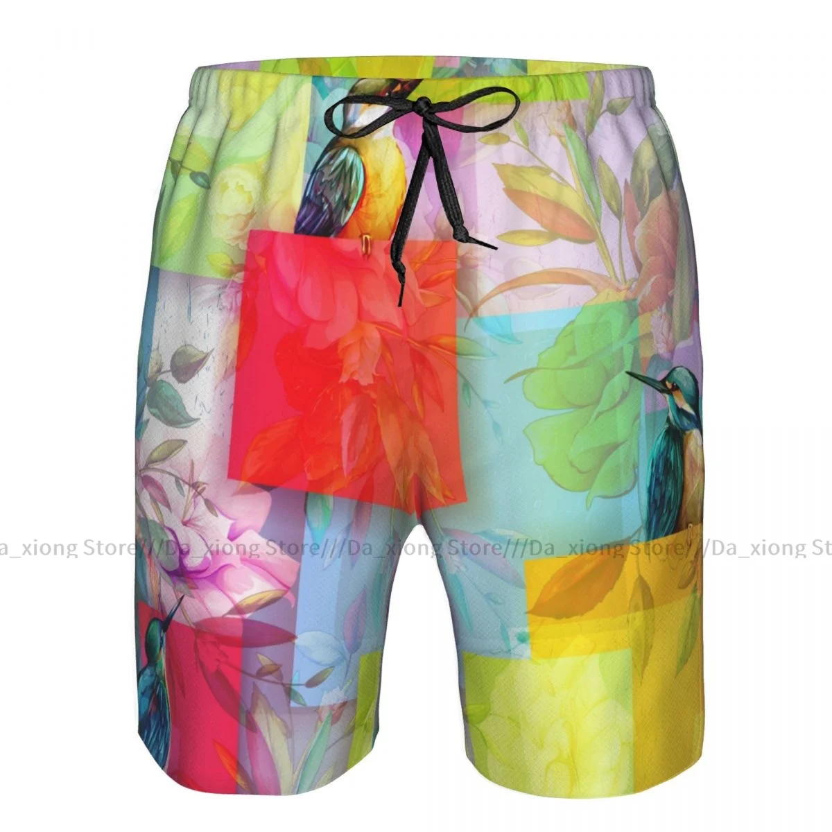 

Mens Swimming Shorts Swimwear Vintage Bird With Flowers Trunks Swimsuit Beach Wear Boardshorts