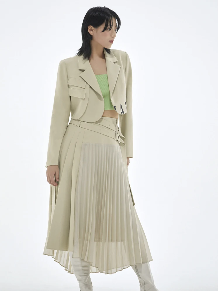 

Mimifa EG Pure Original Casual Suit with Double Waist Belt f Skirt Set Faionable Ensemble for Young Women