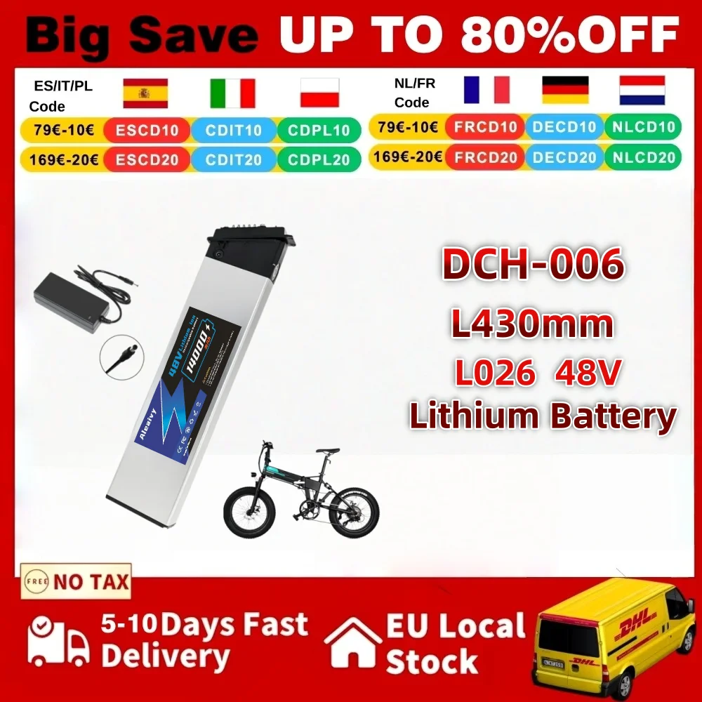 DCH-006 48V 14AH Lithium-Akku Ersatz für MX01 LAFLY X3 JINGHMA R7 R5 Faltrad Passend für 250W 750W 1000W Motoren