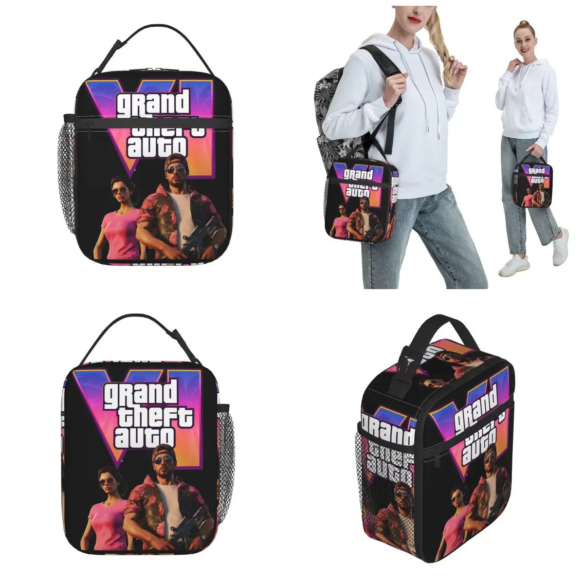 Lucia And Jason GTA 6 Accessories Insulated Lunch Bag For Work New Game Food Storage Bag Portable Cooler Thermal Bento Box