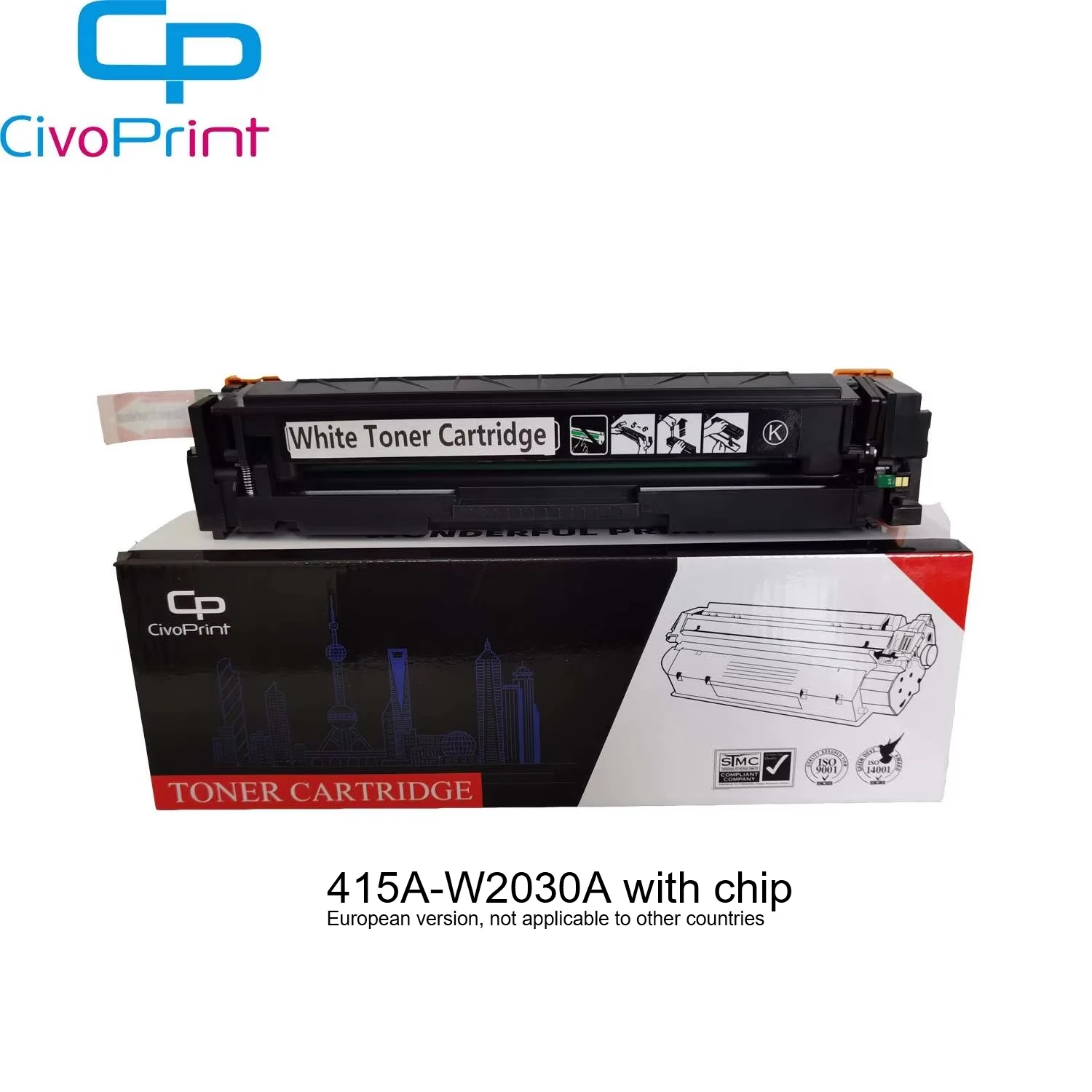 Civoprint New Developed Compatible Color Toner Cartridge W2030A 415A White Toner Laser Printer M454dn M454dw M479dw with chip