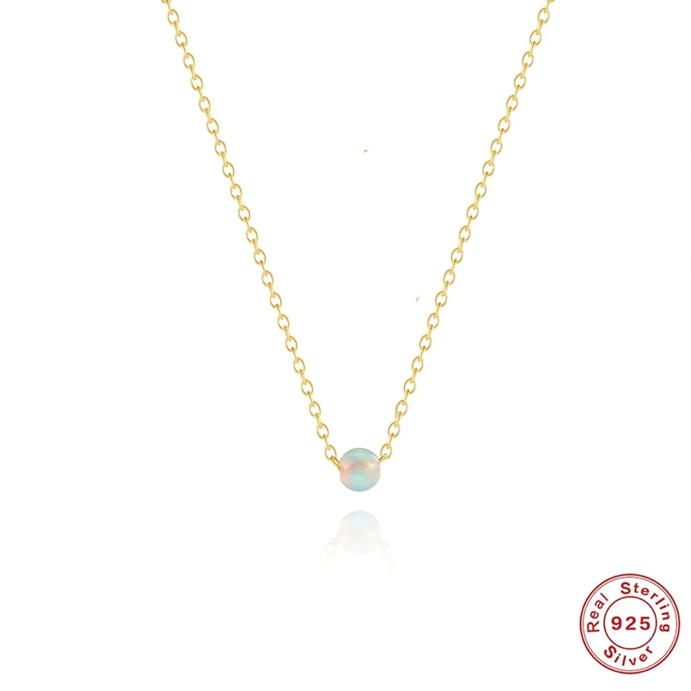 

AIDE Plata 925 Sterling Silver Opal Choker Necklaces Fashion 18K Gold Color Chain Necklace For Women Pendant Gift Fine Jewelry