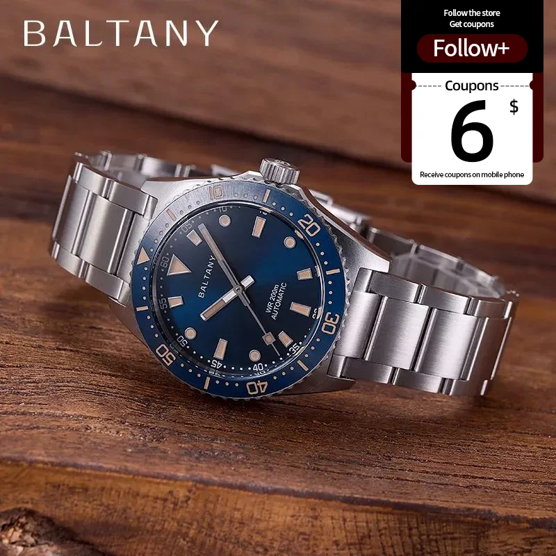 Baltany Design Dive Watches S3080 Sapphire Waterproof 200M Stainless Steel Bracelet NH38 Automatic Mechanical Sports  Diver Mens