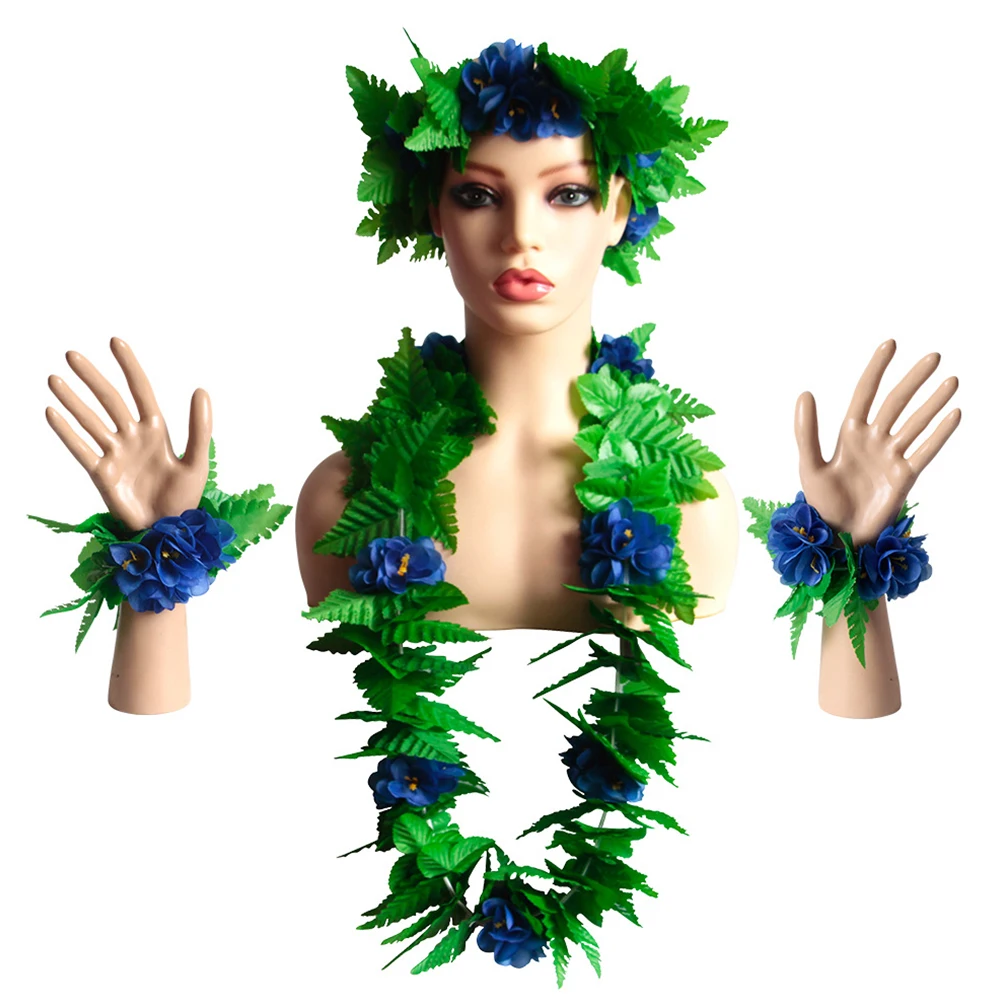 

5 Pcs Hawaiian Dress-up Party Skirt Hula Costumes Tropical Outfits Decorations Cloth Leaf