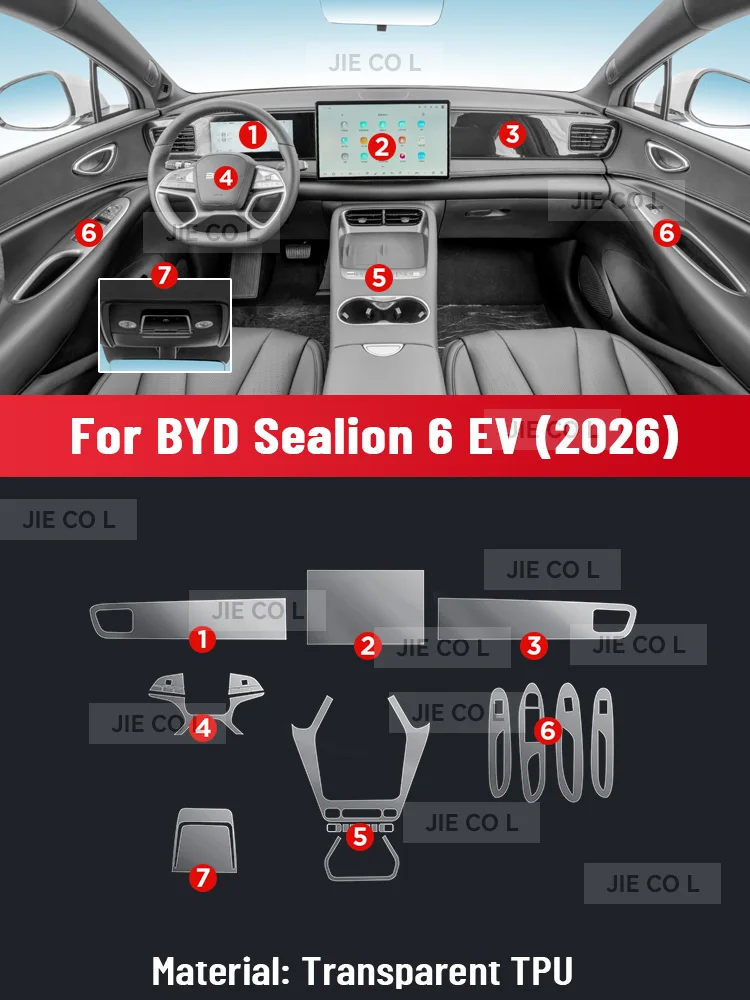 For BYD SEALION 6 EV 2026 Car Interior Protection Central Control Screen Transparent TPU Navigation Anti Scratch GPS Film