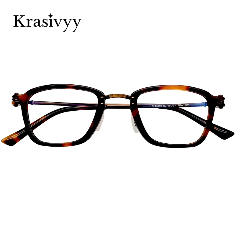 

Krasivyy B Titanium Glasses Frame Men Oval Acetate European Design Prescription Eyeglasses Frame Women Brand Quality Eyewear