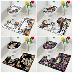 Halloween Bath Mat Set Pumpkin Lights Cute Cat Floral Skull Skeleton Home Carpet Bathroom Decorative Floor Rugs Toilet Lid Cover