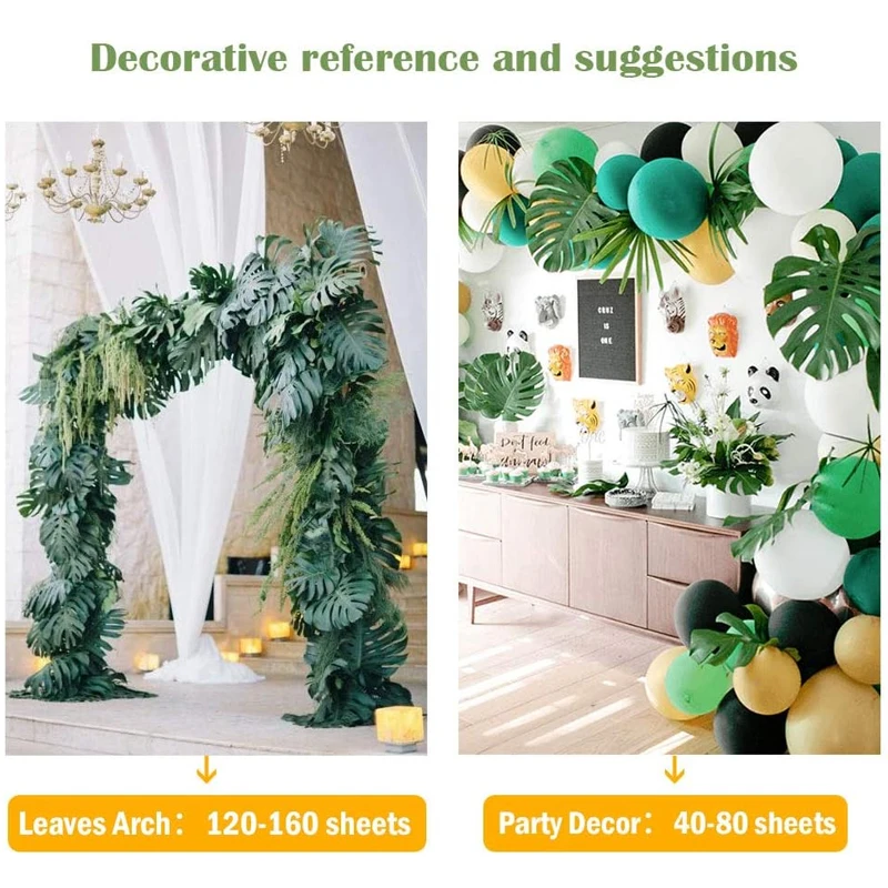 50 ชิ้น/ล็อตประดิษฐ์ใบปาล์มเขตร้อน,Faux Monstera Safari Leaf สําหรับ Hawaiian Luau Party Jungle Beach Table Decor