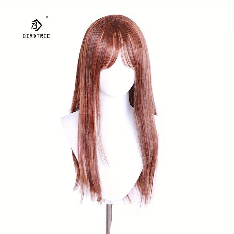 European And American Light Brown Wig Women's Bangs Long Straight Hair Wig Headband, Suitable For Daily, Cartoon Costume J47801S