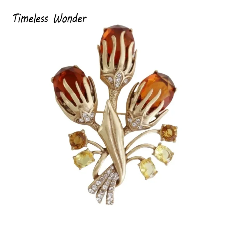 

Timeless Wonder Zircon Geo Glass Floral Brooch Pins for Women Designer Jewelry Runway Top Punk Luxury Cute Rare Gift Trendy 3326