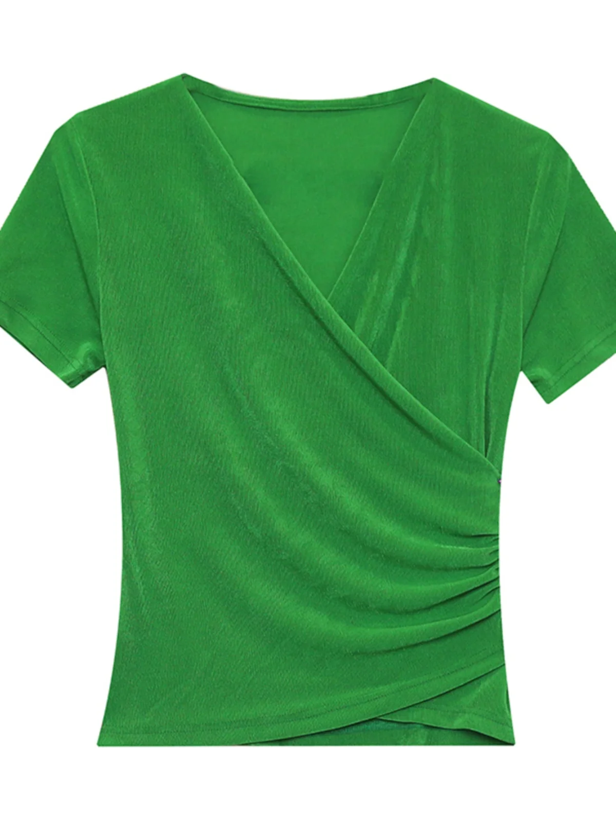 Sexy Me V-Ne T-Shirt Damen ort Sve Dyed T-Shirt Faionable Schlankheitsbasis irt Korean Sle Commute Klassisches Muster