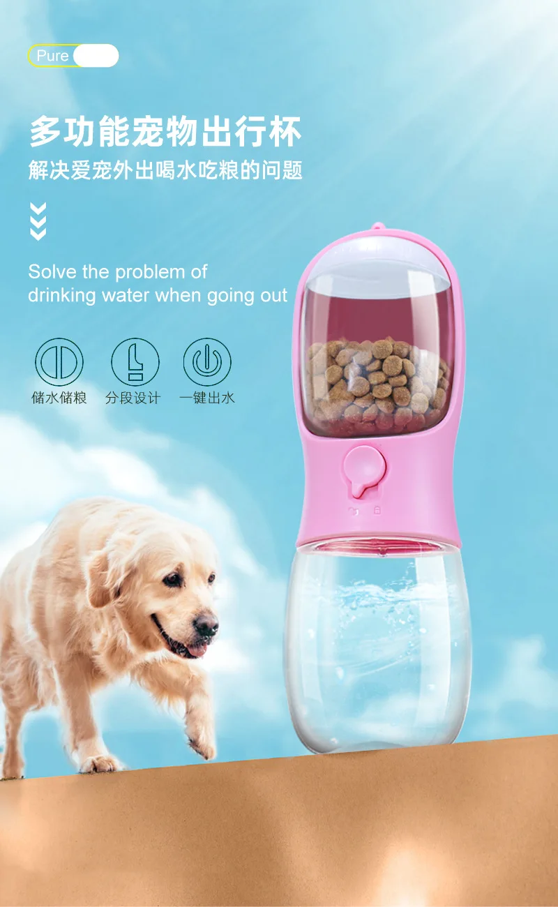 Schwarzwald manufacturer Pet Dog Water Bottle 550ml And 100g Travel Dispenser For Small Animal