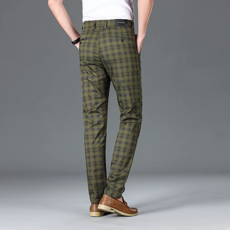 Spring Classic Men\'s Slim Fit Cotton Plaid Casual Pants Classic Style Business Fashion Stretch Trousers Male Brand Clothes