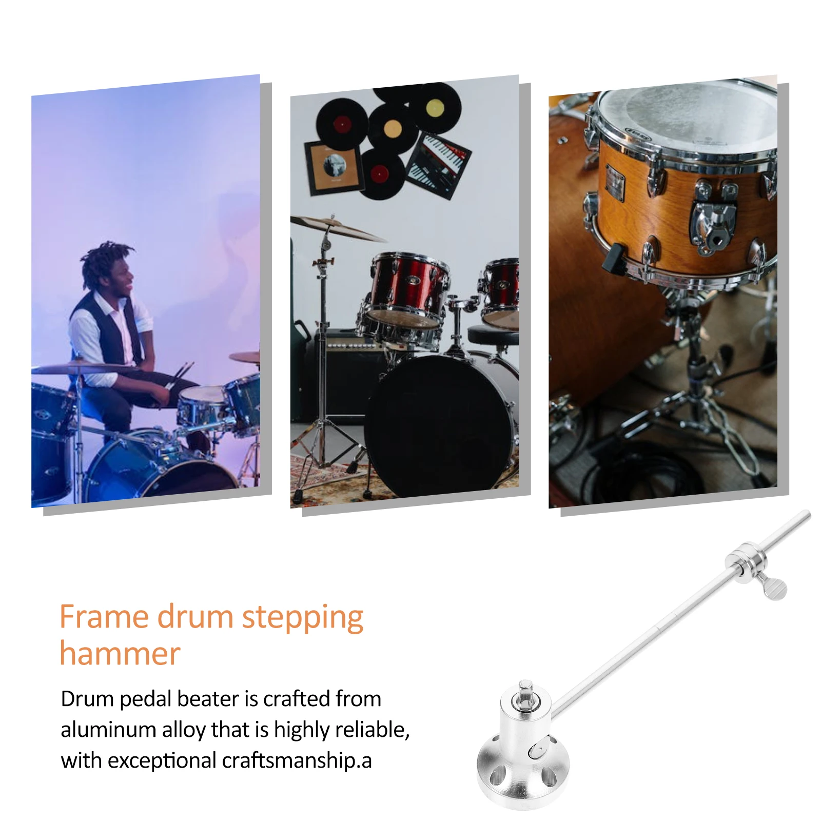 

Adjustable Bass Drum Pedal Hammer Durable Aluminum Alloy Drum Beater For Single Double Foot Percussion Instruments Replacement