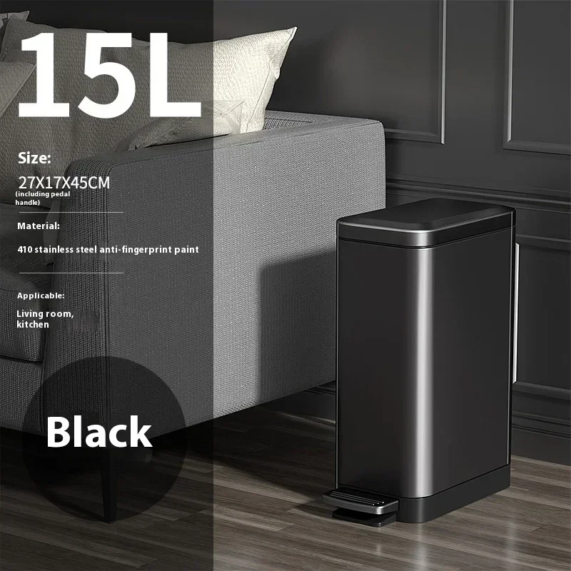 Trash Can Pedal Pail With Lid Stainless Steel Odor Resistant Home Trash Bin Kitchen Bathroom Large Capacity Garbage Can