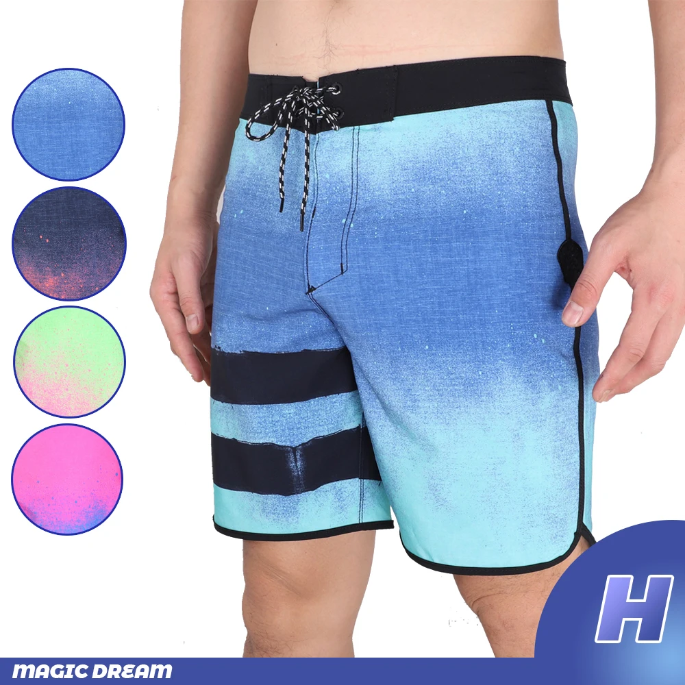 Men BoardShorts Phantom Beach Shorts With Label Swimming Pants Stretch Fitness Sports Shorts Waterproof Surf Shorts Homme