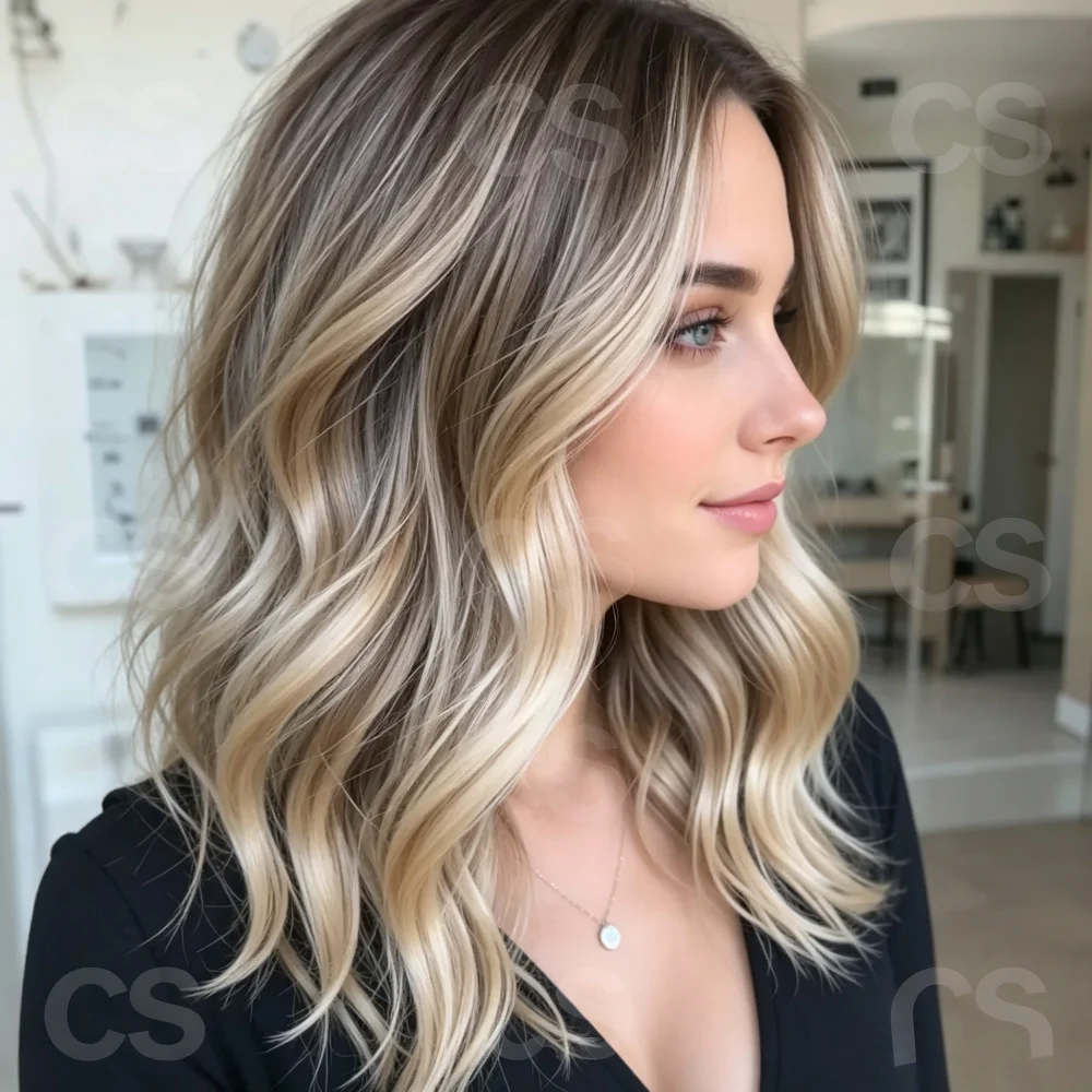 Long Highlight Blond 24Inch HD Lace Frontal Wig 180% Density Wave Hair Pre-Plucked Deep Part with Baby Hair for Women