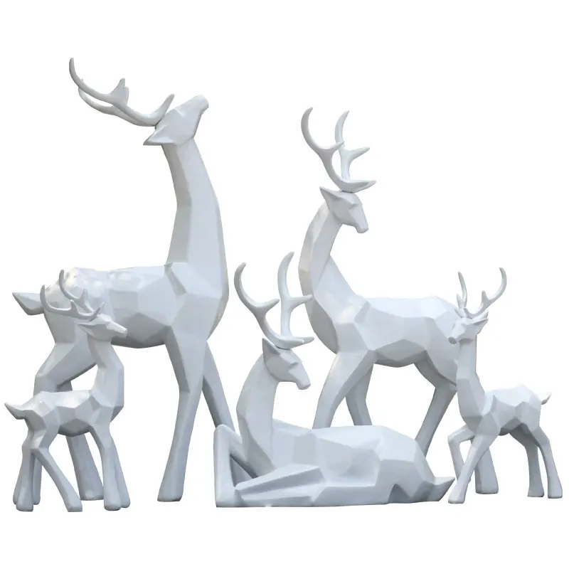 

Outdoor fiberglass simple geometric sika deer sculpture garden shopping mall real estate lawn landscape animal decoration