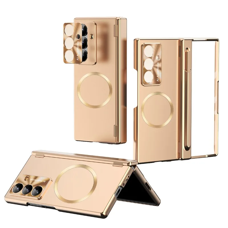 For Samsung Z Fold 8 Ultra Magnetic Wireless Charging Dual Hinge Built‑in Front Film All‑in‑One Case with Stylus Included Cover