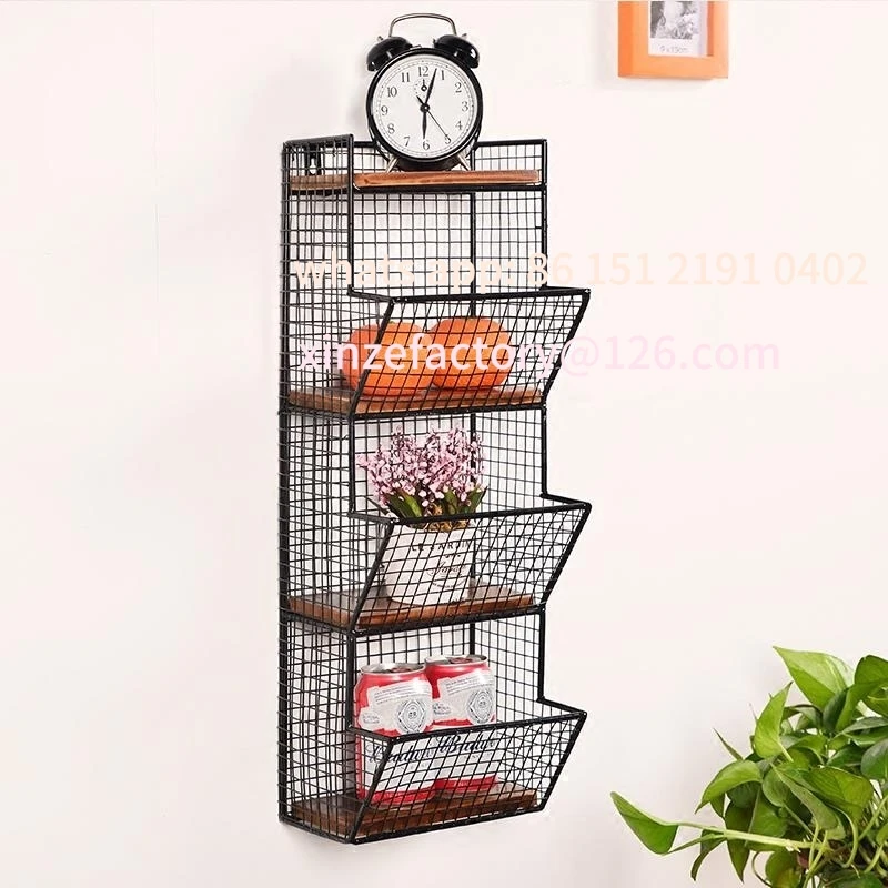 

Customizable żelazna półka ścienna do przechowywania Retro tablica z litego drewna wisząca przegroda kuchenna stoja