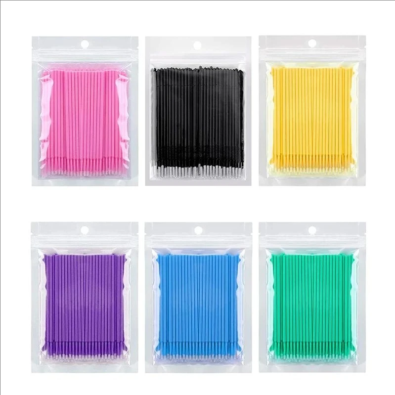 MJ 100Pcs Eyelash Cleaning Brush Lash Extension Micro Cotton Swab Individual Eyelashes Microbrush Beauty Makeup Clean Remover To