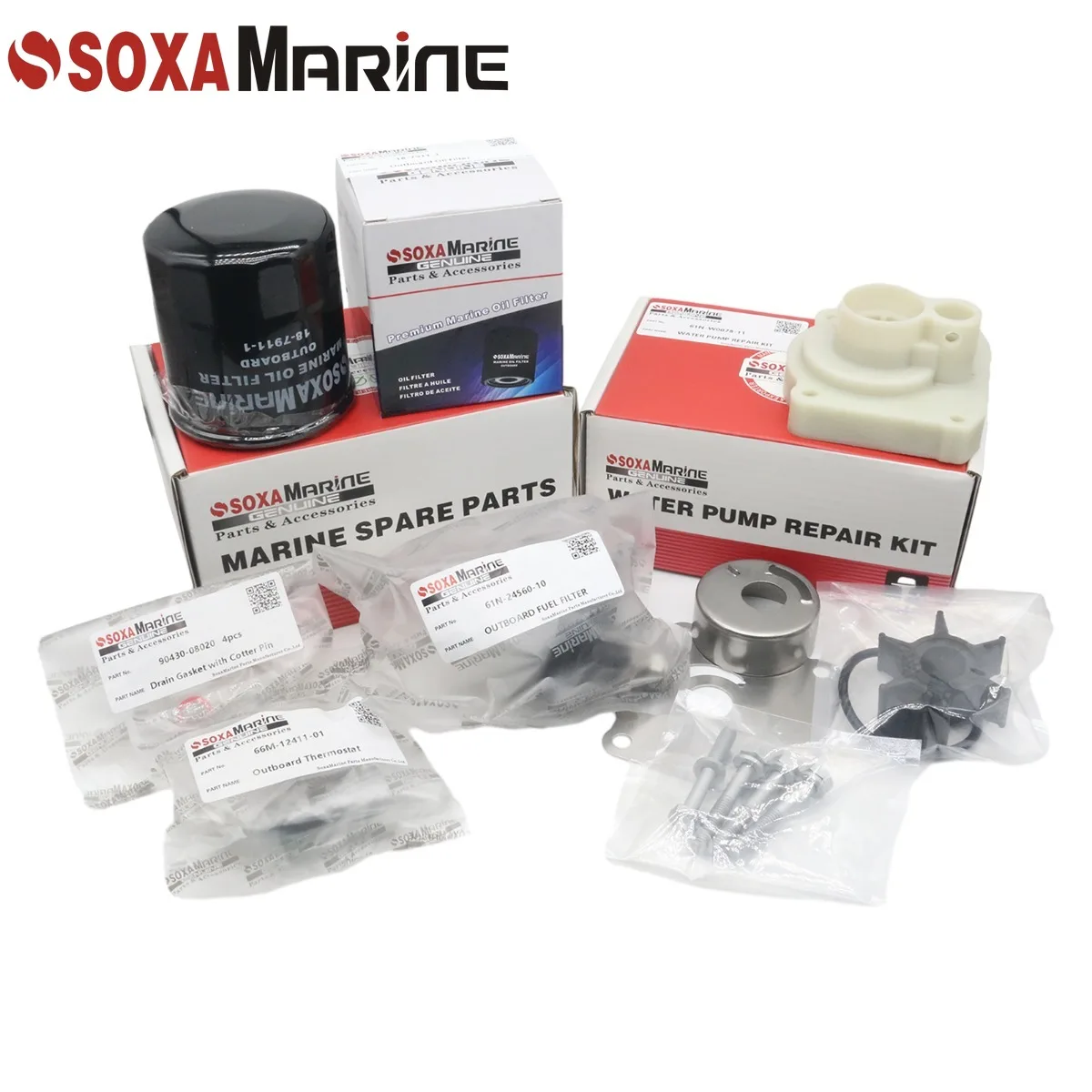 

Fit for Yamaha F20A F25A F25D Maintenance Kit 1998 - 2009 Outboard Water Pump Rebuild with Thermostat Oil Filter Fuel Filter