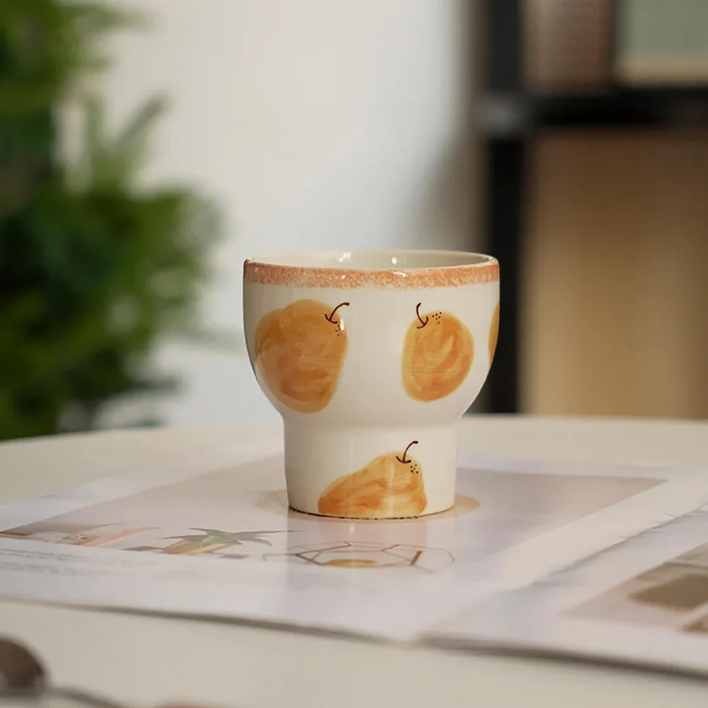 Creative Hand-Painted Porcelain Milk Cups Delicate Ceramic Hand Held Round Homehold Drinkware Water Coffee Juice Cup