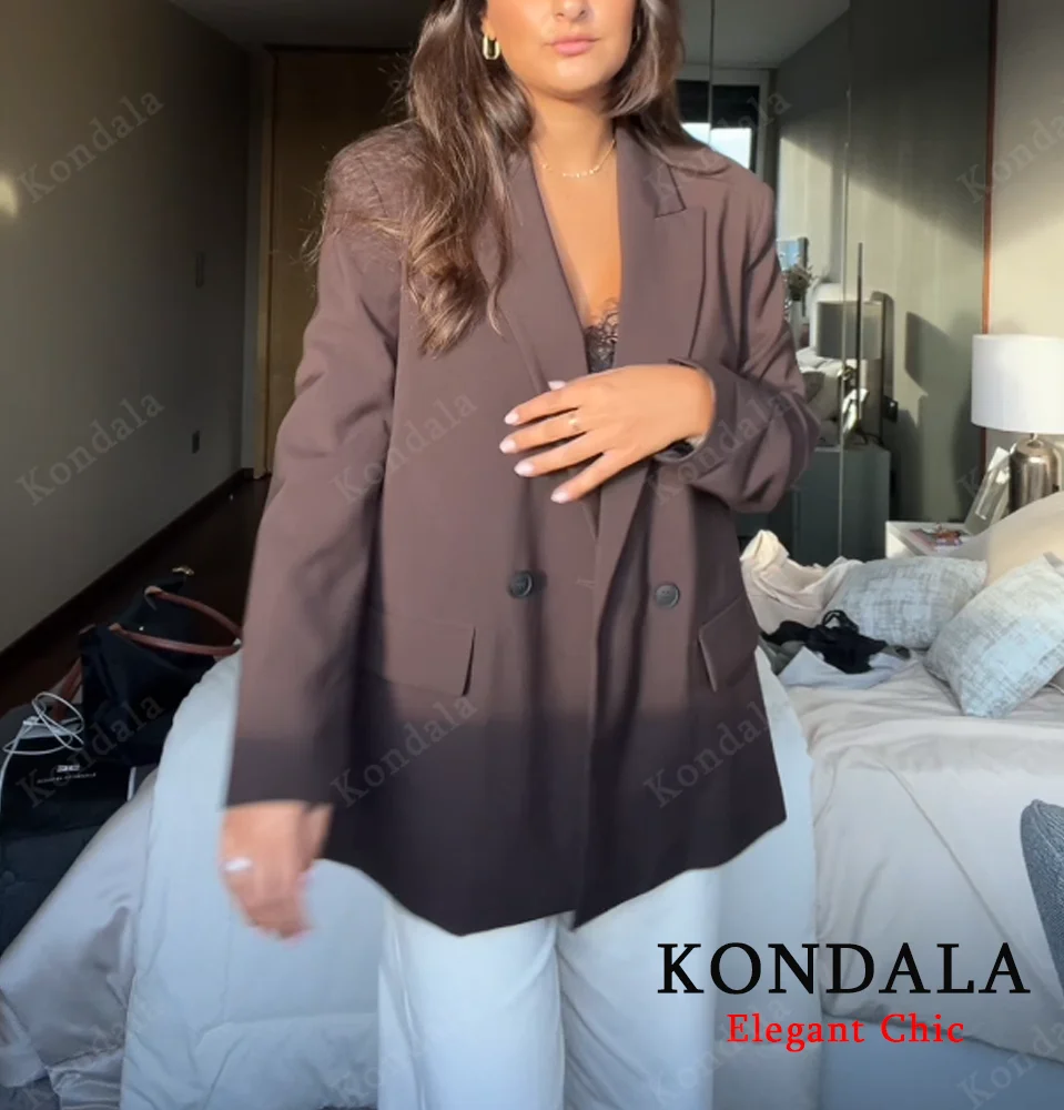 KONDALA بدلة أنيقة مزدوجة الصدر للنساء سترة للتنقل في الخريف معطف 2025 لربيع وخريف الحد الأدنى سترة مكتب سيدة #2