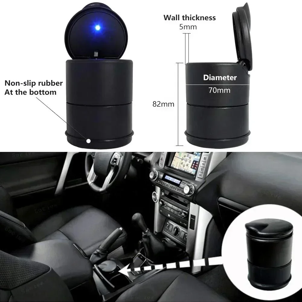 

Car Portable Ashtray Holder Plastic Cup Flame Retardant Cigarette LED Ashtray Storage Case For Auto Home Smoking Accessory