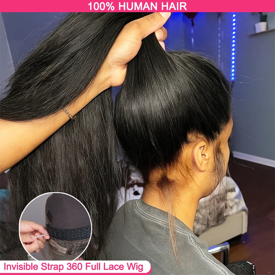 

Прямой 360-градусный полный парик фронта шнурка HD Прозрачный парик фронта шнурка для женщин Гибкая посадка для ношения и бесклеевых париков Предварительно сорванные