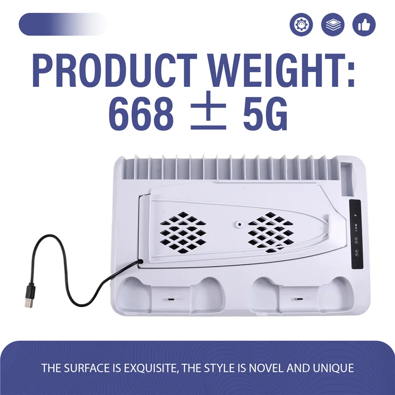 A84G-Cooling Base PS5 Console Charging Stand RGB Headset Hook PS5 Console PS5 Disc & Digital