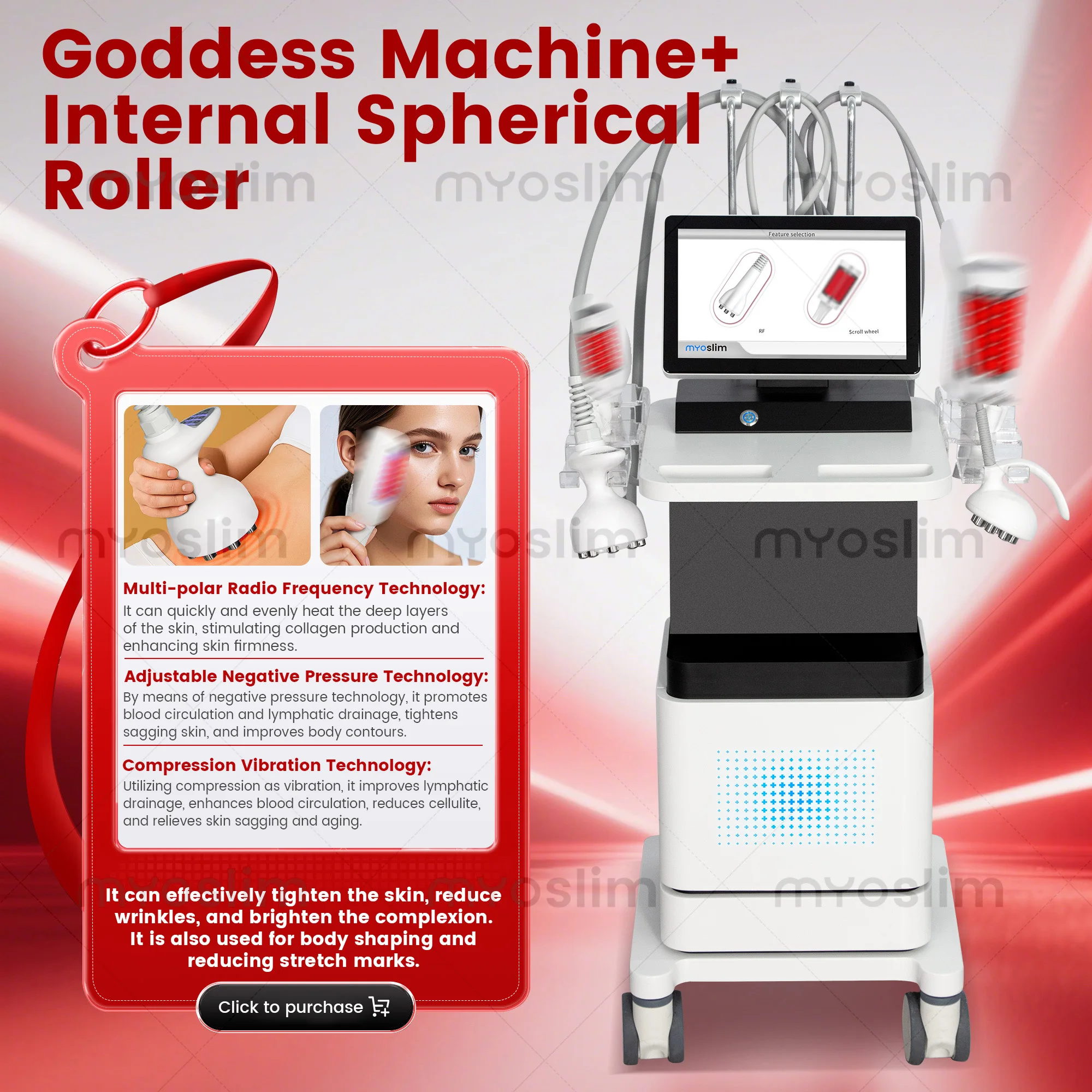 Slimming Machine 360 Degree Inner Ball Roller RF Technology Body Fat Burning Skin Tightening Cellulite Device