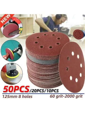 8 Hole 125mm Sandpaper Woodworking Metal Grinding Disc Abrasive Polishing Tool 40/1000/2000 Grit Sanding Discs