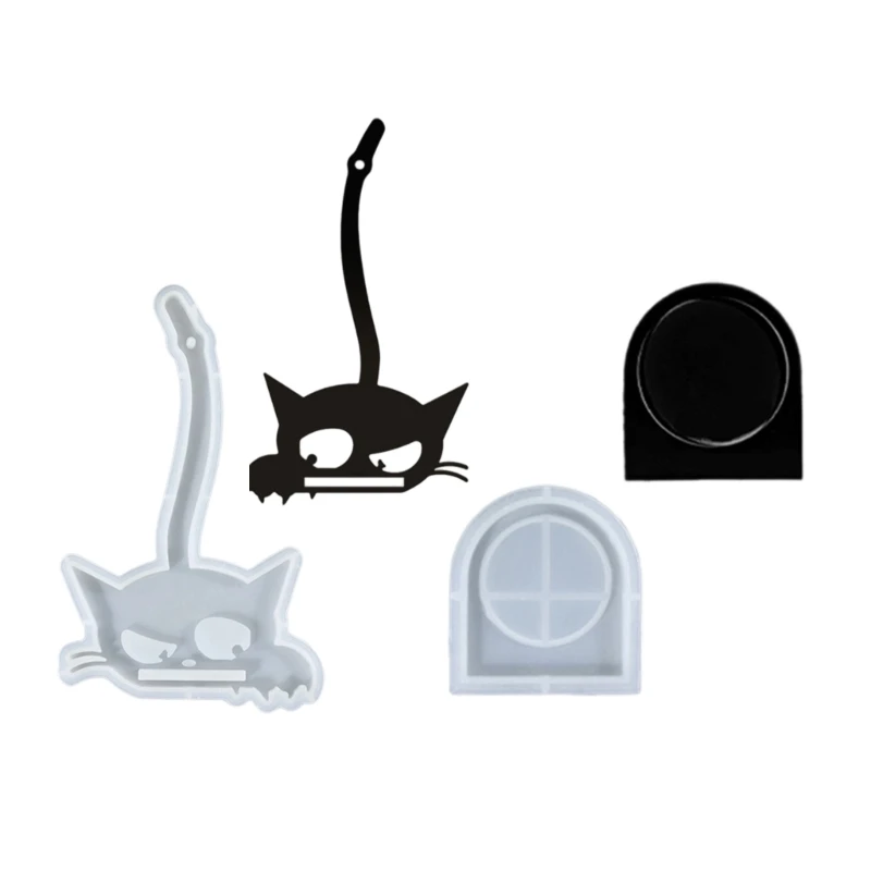 

HXBF Resin Mould for Crafting Cats Shaped Holder Silicone Decoration Mould
