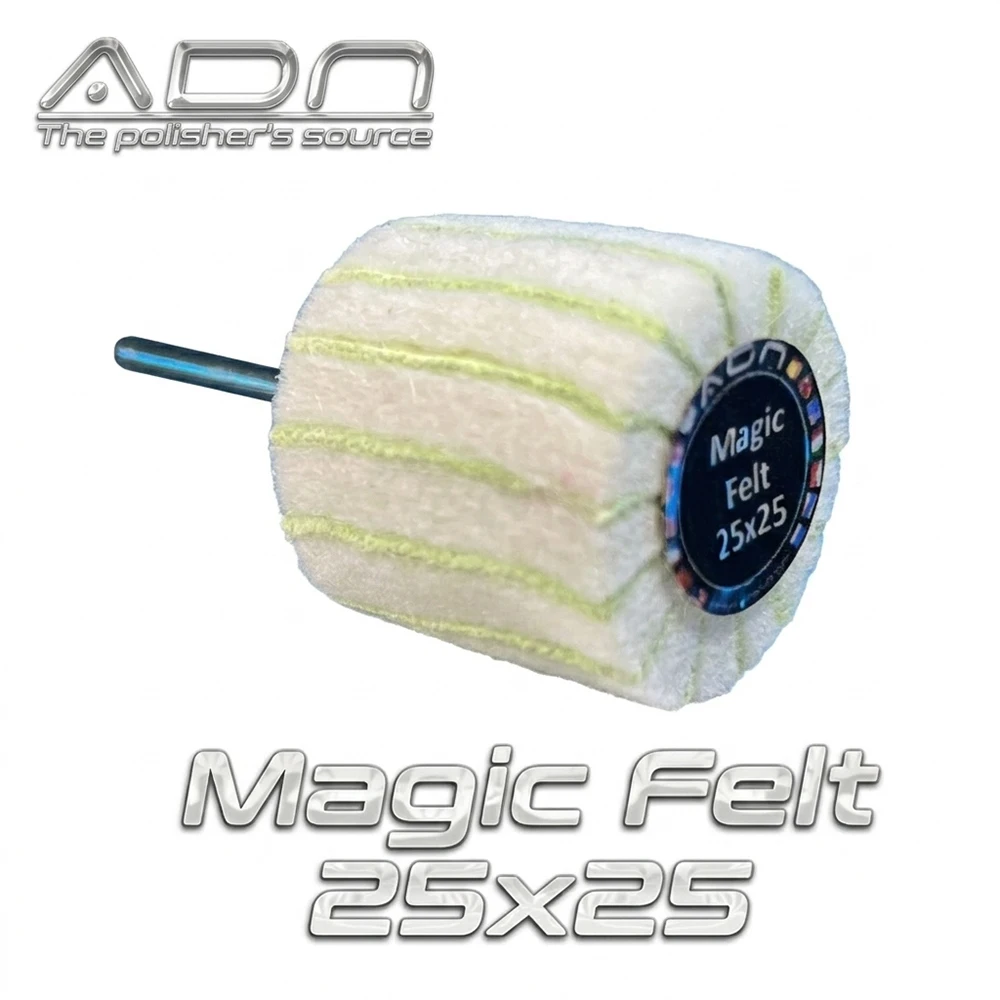 ADN Magic 25x25mm Mounted Felt Emery Flap Wheel 2.35mm Shank 3000RPM Dry Use Jewelry Mirror Polishing Brush