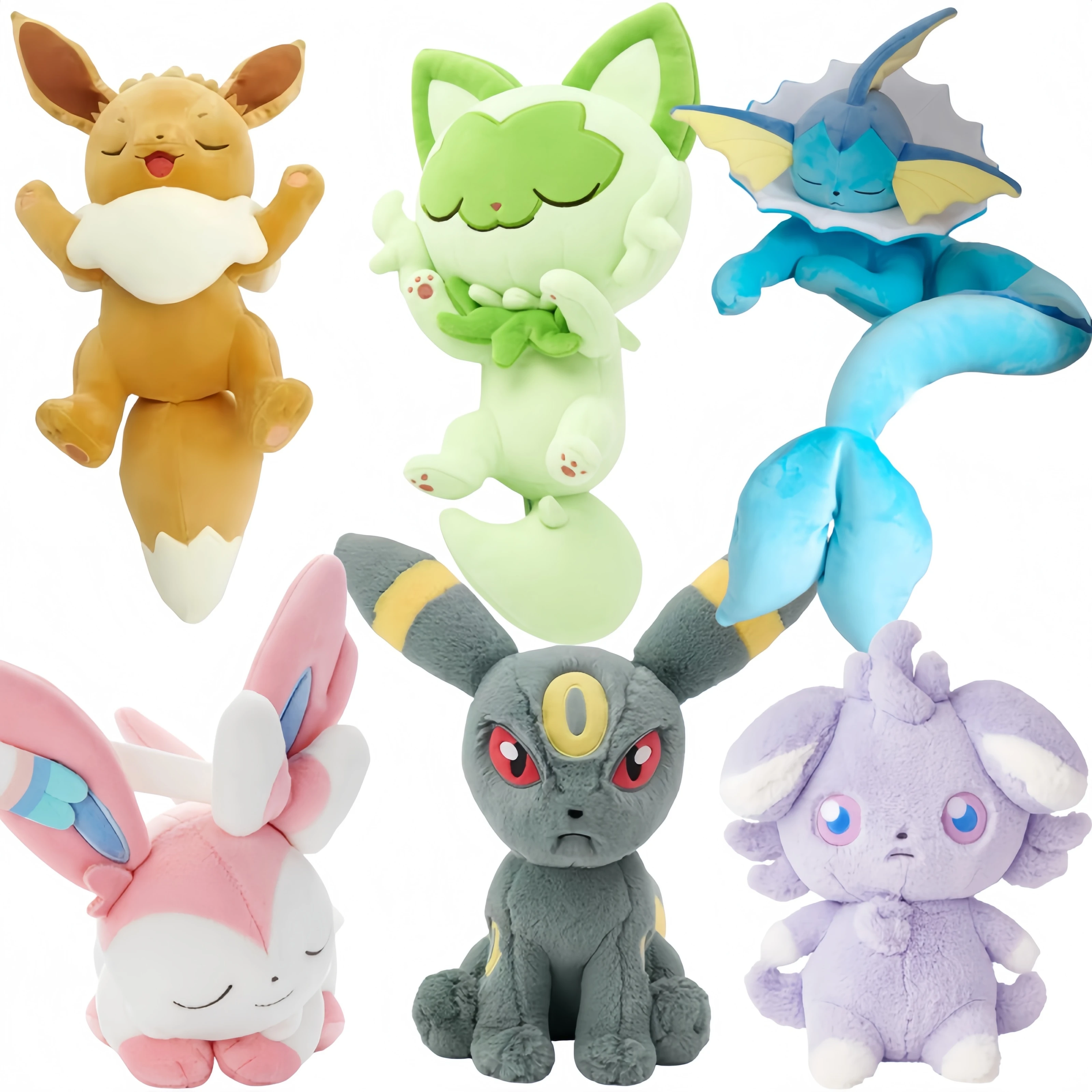 Fluffy Sleeping Series Lying Down Eevee Peluche Plush Sprigatito Sylveon Vaporeon Espurr Stuffed Doll Charizard Peluche Toy