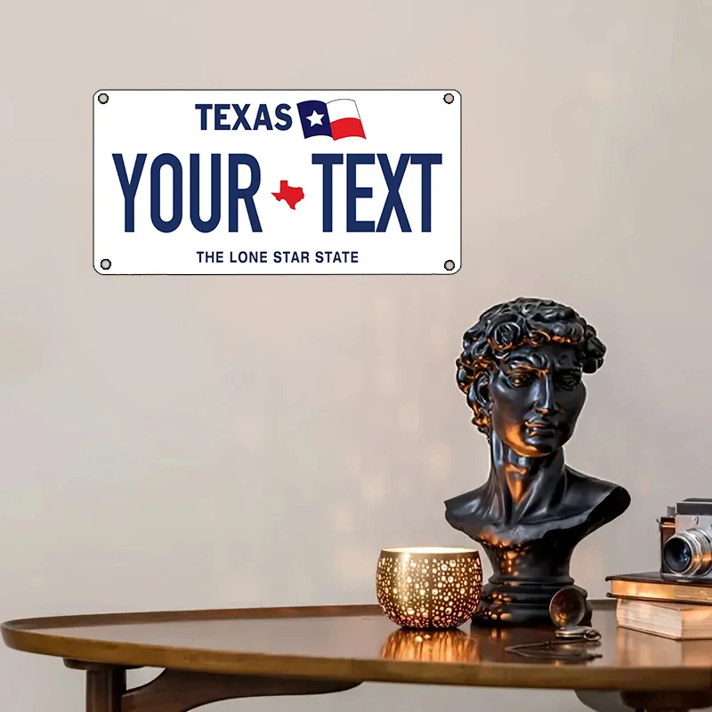 1pc, American TEXAS Custom Aluminum Logo Vintage Metal plate- perfect for homes, cafes, restaurants, bars and wall decorations -