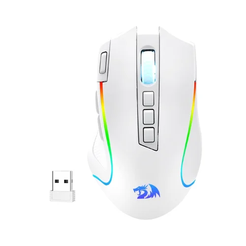 Redragon M612 PRO RGB 8000 DPI Con cable/inalámbrico 9 botones programables 6 modos retroiluminados Ratón para juegos, blanco
