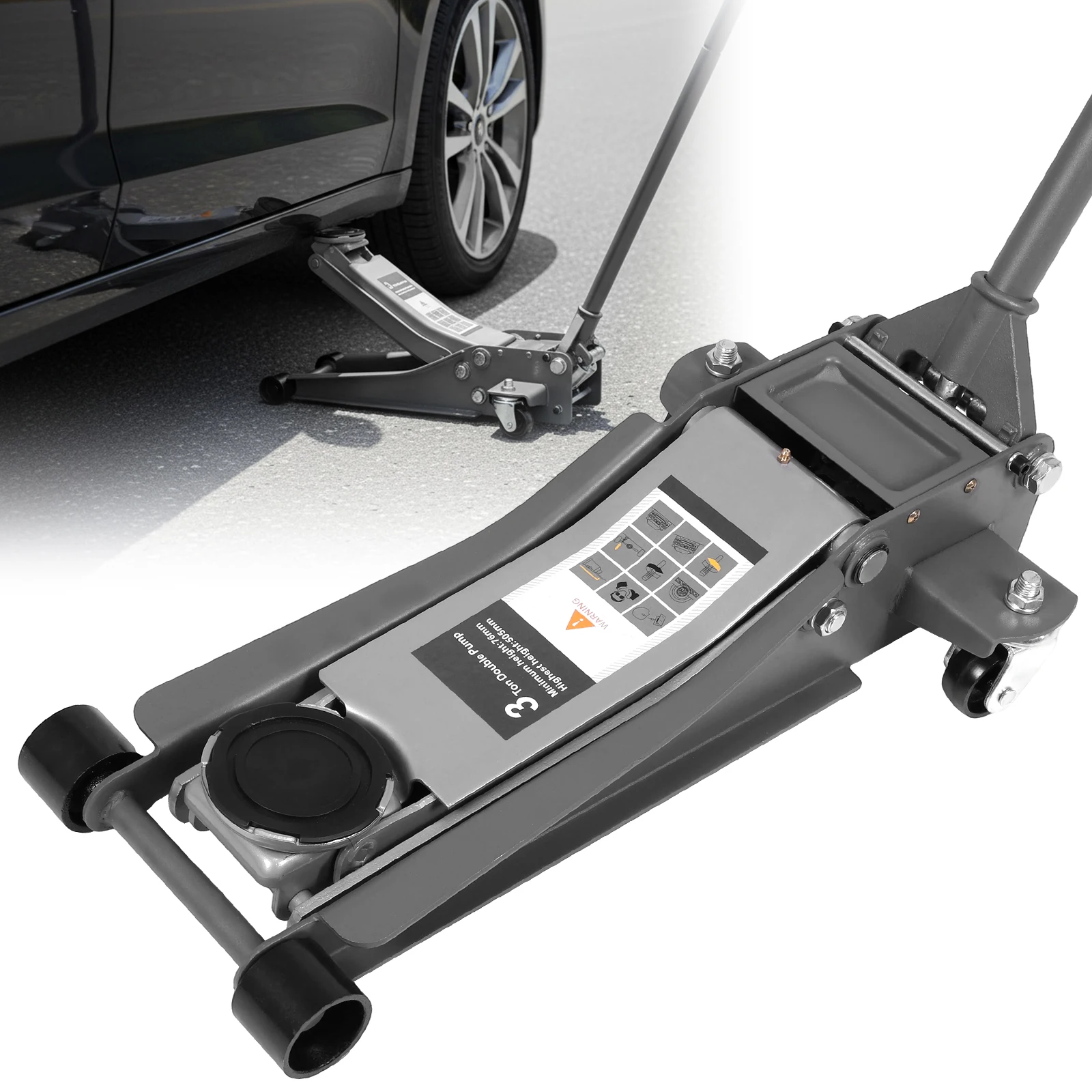 

Горизонтальный гидравлический домкрат 3T с большими колесами, низкопрофильный, антикоррозийный, для легковых и грузовых автомобилей