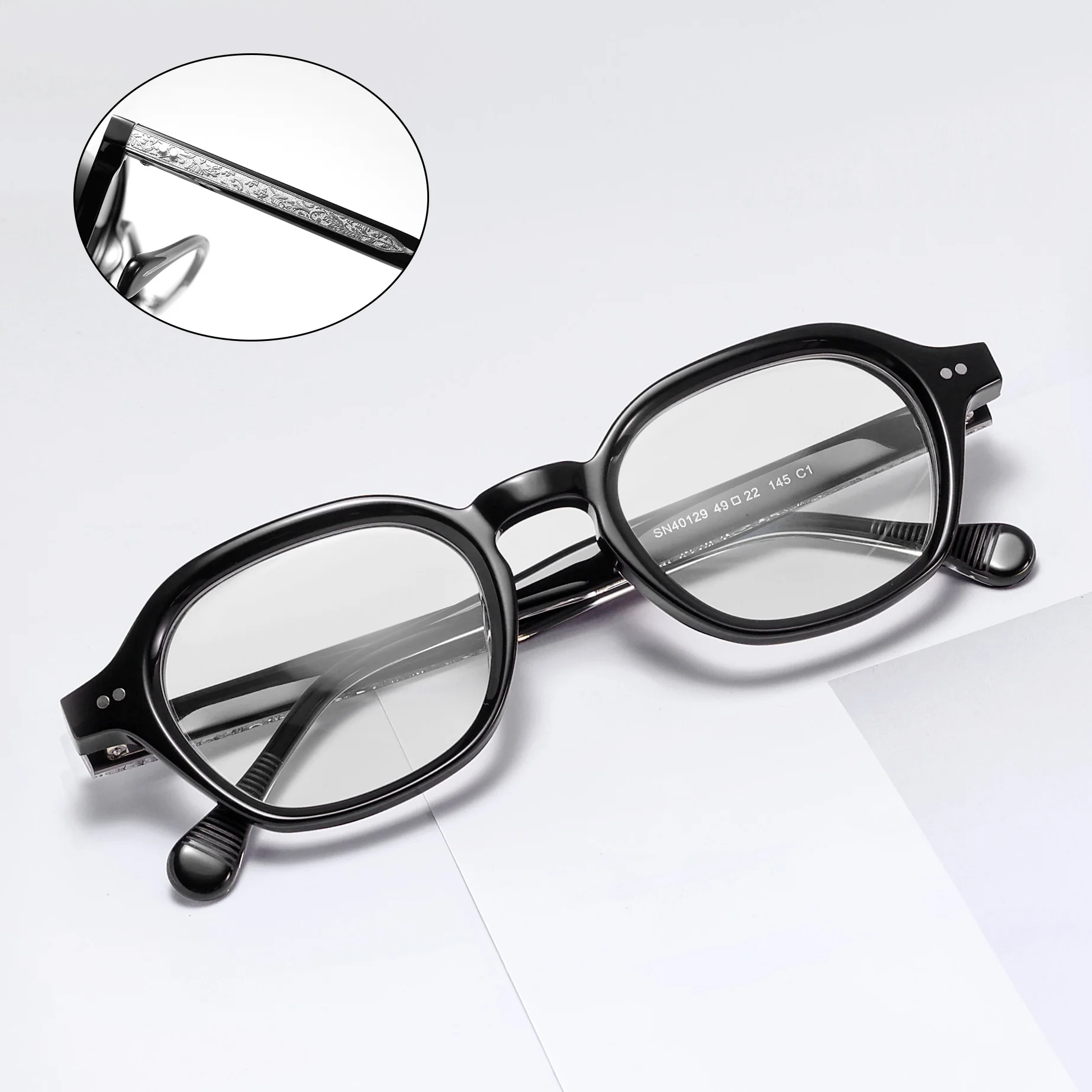 

Y2K Acetate Glasses Frame Round Thick Transparent for Women Men Fashion Trendy Optical Eyewear Lenses