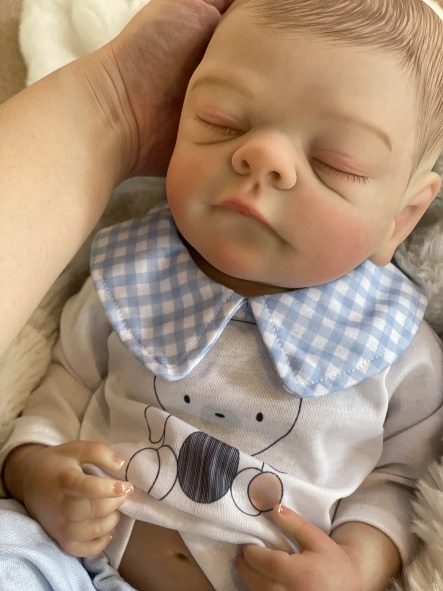 18 Polegada artesanal ly016 boneca reborn bebê menino com cabelo pintado e pele pintada 3d recém-nascido como boneca reborn bonecas