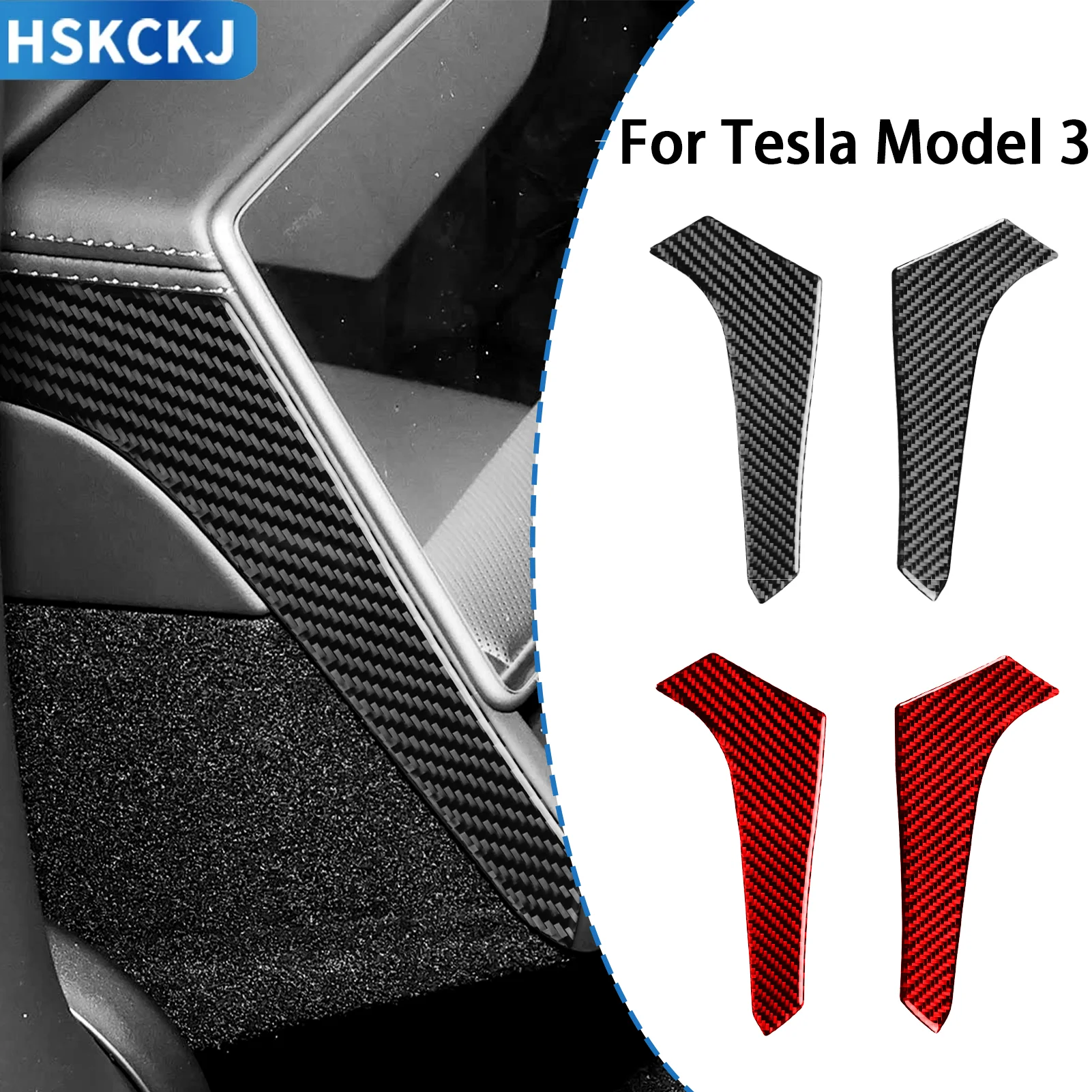 For Tesla Model 3 2023-up Rear Center Display Screen Side Panel Covers with Carbon Fiber Automotive Interior Accessory Stickers